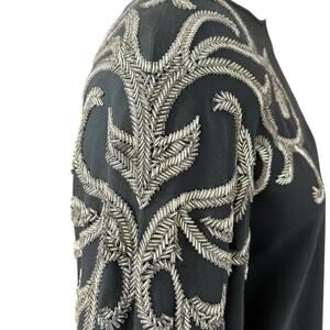 Vintage Bonnie Boerer Silk Hand Beaded Blouse L Art Deco Evening Cocktail Glam